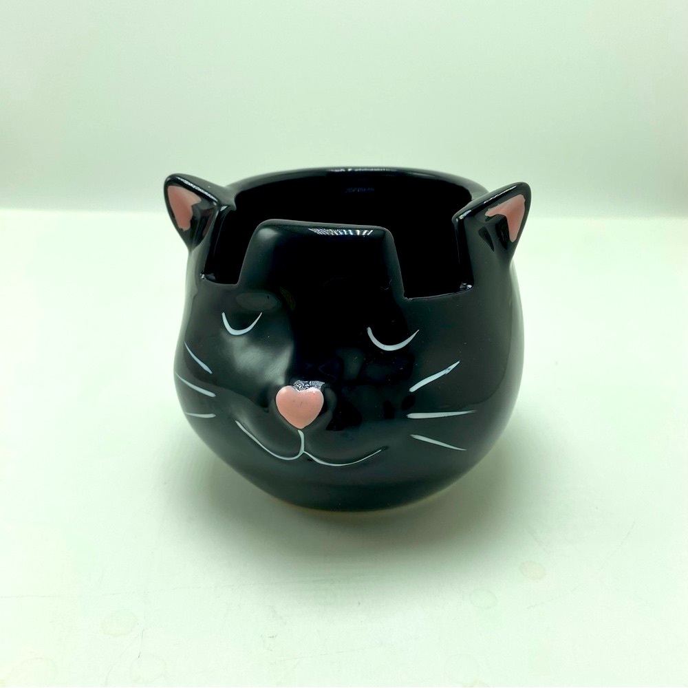 Luvberries Black Cat Desk Caddy Ceramic